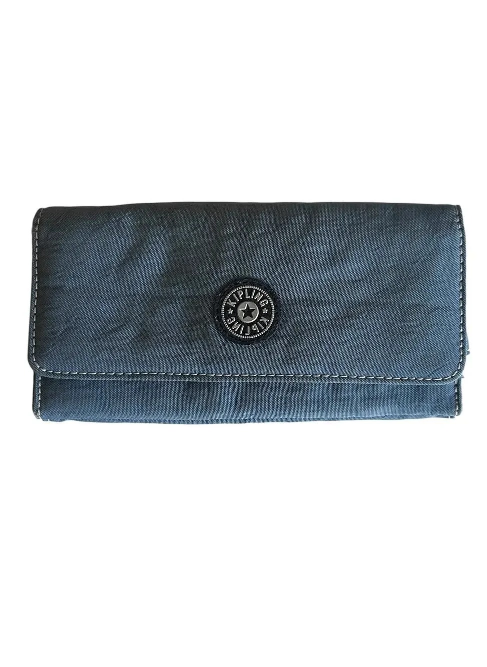 Kipling Teddi Wallet Dusty Blue Trifold Continental Nylon Envelope